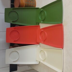 SALE! Vintage "GENI" Accalac SET of 6 camping- serving trays 1960's